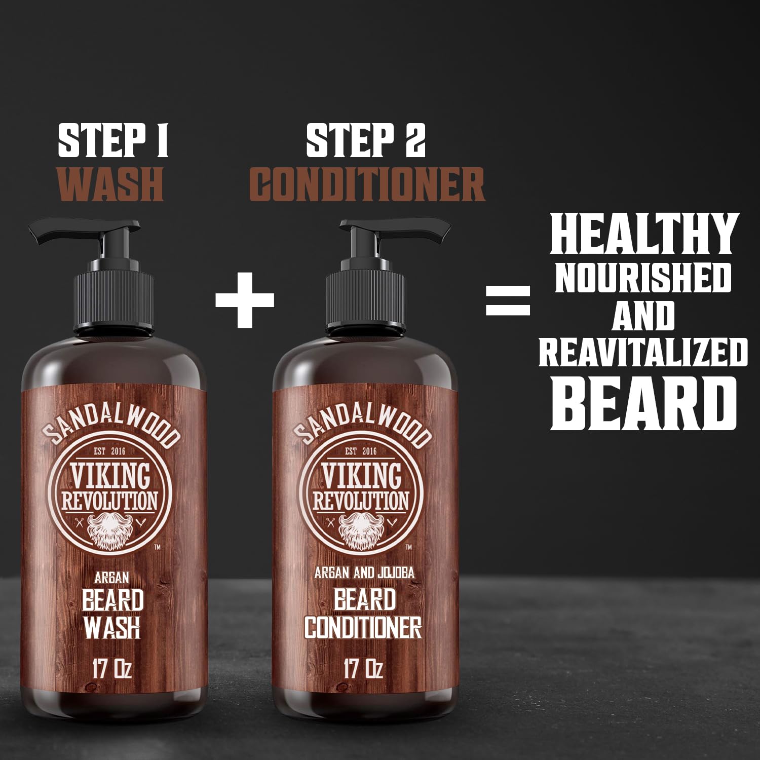 Viking Revolution Beard Wash Shampoo w/Argan & Jojoba Oils - Softens & Strengthens - Sandalwood Scent - Beard Shampoo w/Beard Oil (17 oz Shampoo)-5