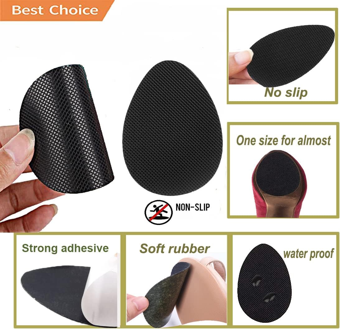 Non Slip Shoes Pads Self-Adhesive Shoe Grips Rubber Anti-Slip Shoe Grips Sole Stick Protector (Black-5Pairs)-2