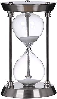 Bellaware 60 Minute Metal Hourglass Sand Timer, Decorative Large Size Sand Clock (Silver)