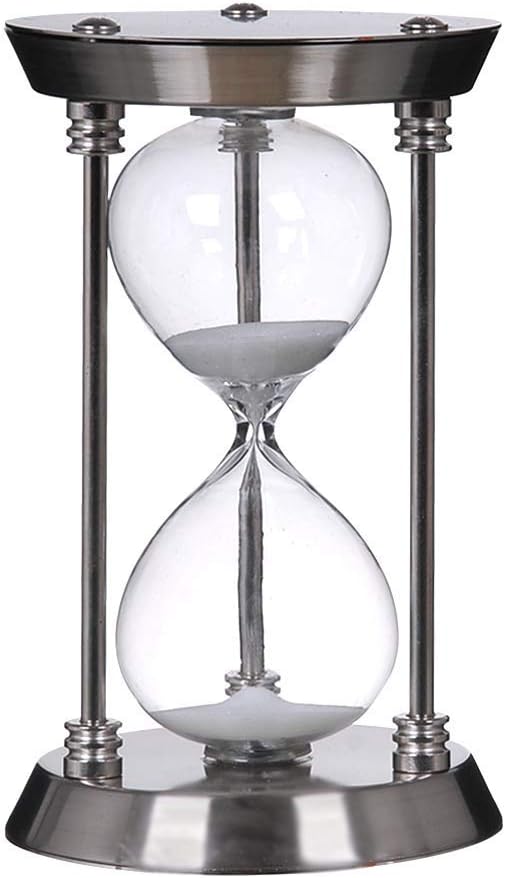 Bellaware 60 Minute Metal Hourglass Sand Timer, Decorative Large Size Sand Clock (Silver)-0