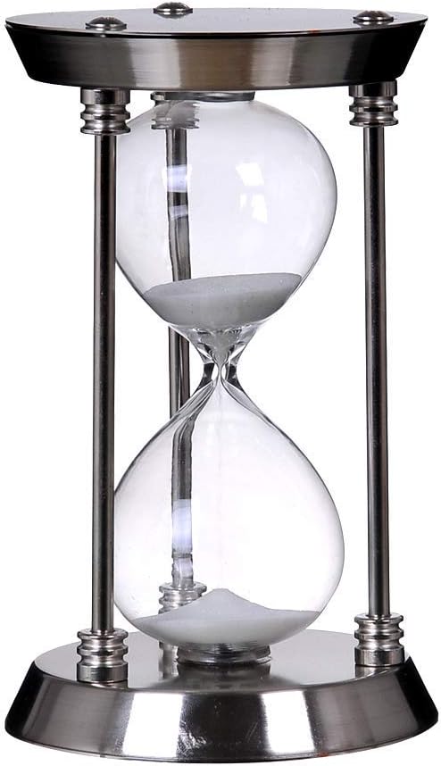 Bellaware 60 Minute Metal Hourglass Sand Timer, Decorative Large Size Sand Clock (Silver)-1