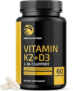 Vitamin D3 K2 5000 IU for Immune System, Strong Bones & Teeth Support | Vitamin D3 125mcg, Vitamin K2 MK7 100mcg, Calcium 210mg & Bioperine | K2 D3 Vitamin Supplement | 3rd-Party Tested, 60 Capsules