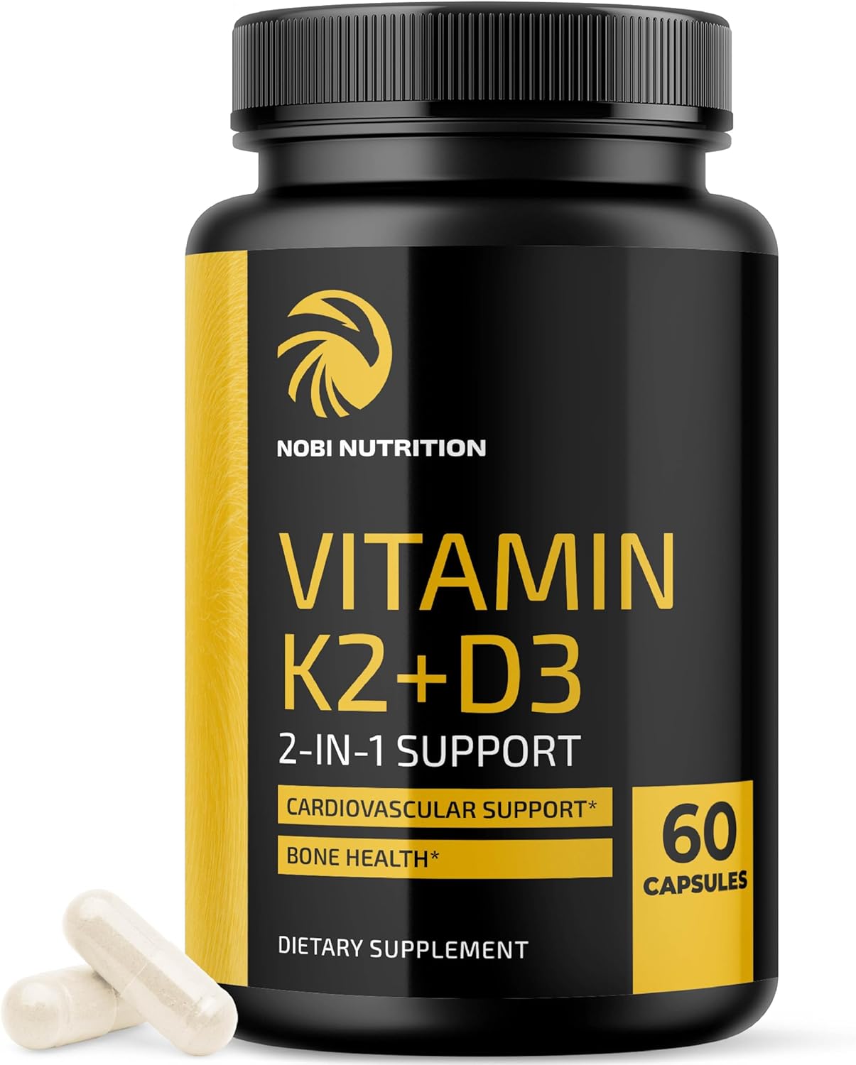 Vitamin D3 K2 5000 IU for Immune System, Strong Bones & Teeth Support | Vitamin D3 125mcg, Vitamin K2 MK7 100mcg, Calcium 210mg & Bioperine | K2 D3 Vitamin Supplement | 3rd-Party Tested, 60 Capsules-0