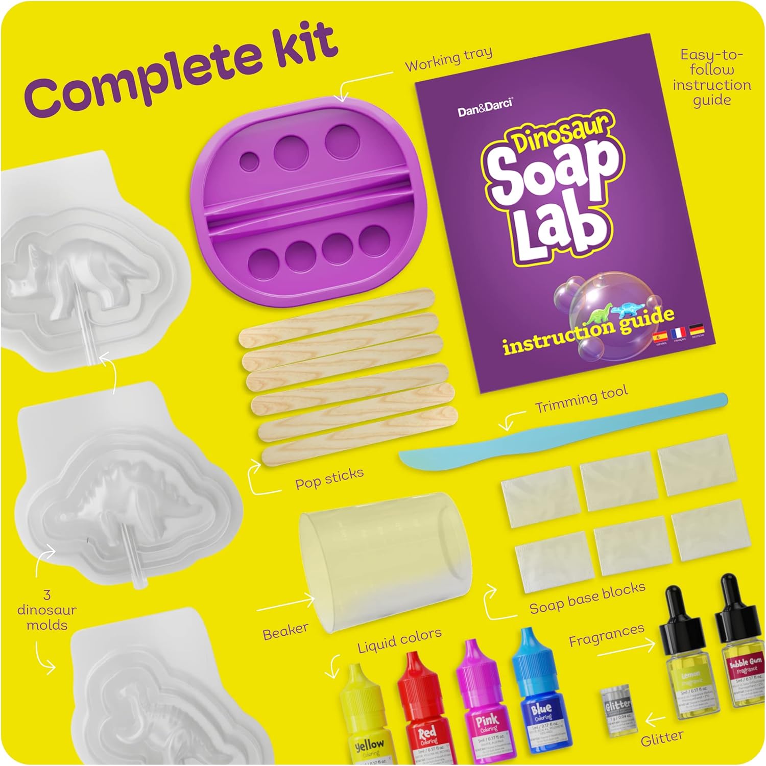 Dino Soap Making Kit For Kids, Dinosaur Science Toys Kits, Easter Gifts For Kids All Ages, DIY Activities Craft Kits - Art Crafts Gift Set For Boys And Girls, Kid Age 3 4 5 6 7 8 12 Year Old Boy-2