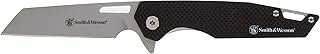 Smith & Wesson Sideburn 7.25in High Carbon S.S. Ultra Glide Folding Knife with 3in Wharncliffe Blade and G10 Handle for Outdoor, Tactical, Survival and EDC