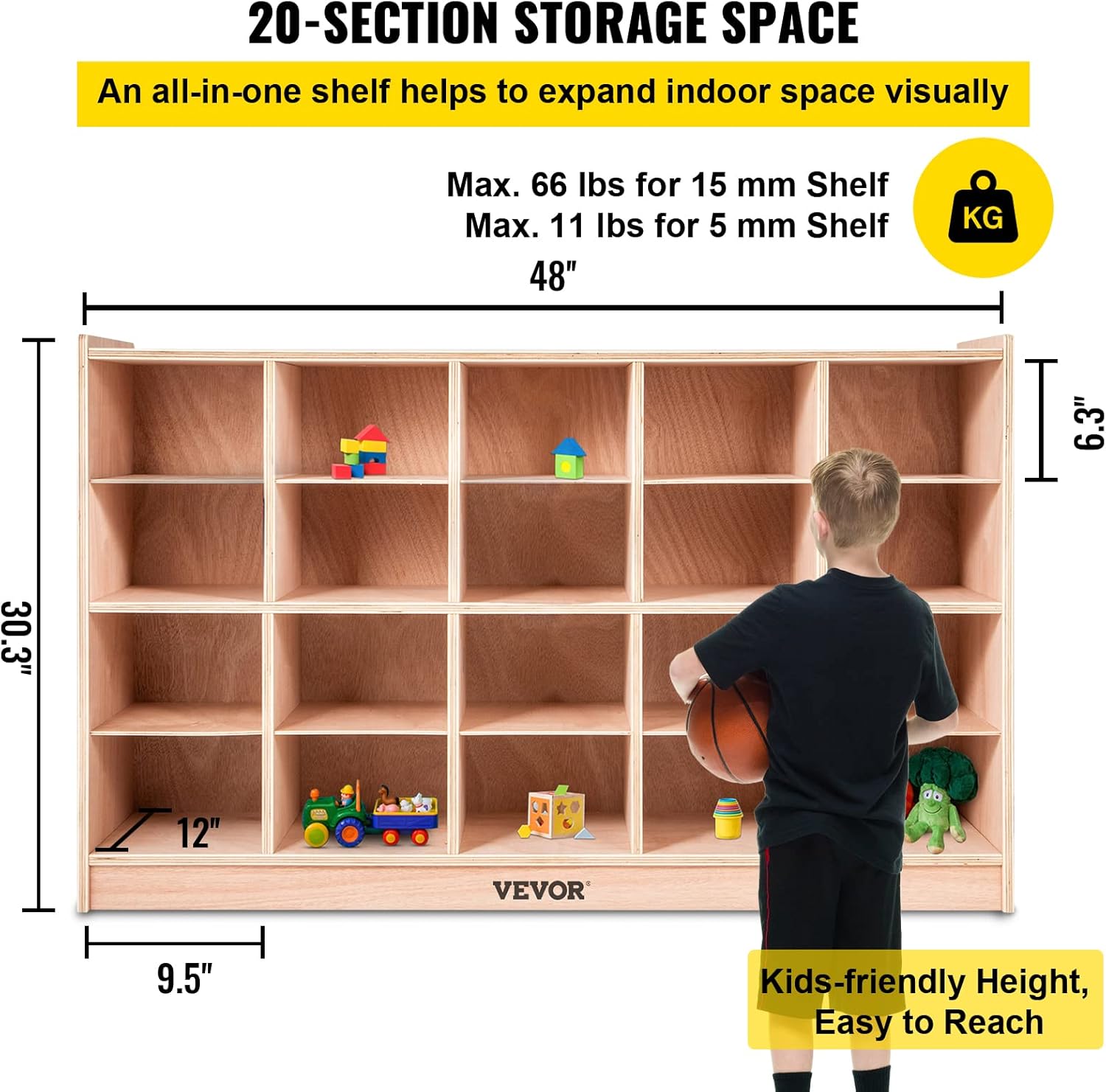 Happybuy 20-Section Cubbies for Classrooms, Cubby Storage Cabinet, Classroom Cubbies, Compartment Storage Cabinet, Classroom Furniture for Home, School, Kindergarten-1