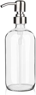 ARKTEK Glass Soap Dispenser - Clear Dish for Kitchen, Refillable Liquid Hand with Rust Proof Stainless Steel Pump Bathroom, Countertop (17 Ounce/ 500 ML)