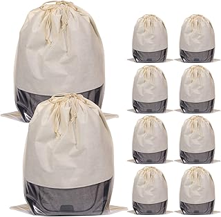 DIOMMELL 10 Pack Jumbo Dustproof Drawstring Bags Dust Covers Large Non-Woven Fabric Cloth Storage Pouch String Bag for Handbags Purses, Beige