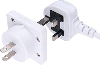 UK to US Adapter England American Socket 3 Pin to 13 Amp 2 Pin Plug Type G to Type A B | International Universal USA Travel Adaptor Adopter | for Mobile Phone Tablet Laptop | 1 x White