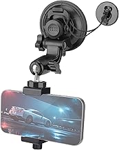 Heavy Duty Φ90mm Suction Cup + Adjustable Dual-Ball-Head Action Camera Dash Cam Phone Car Mount Windscreen Window Cockpit Holder for iPhone GoPro insta360 Video Recording (1.5kg Load)