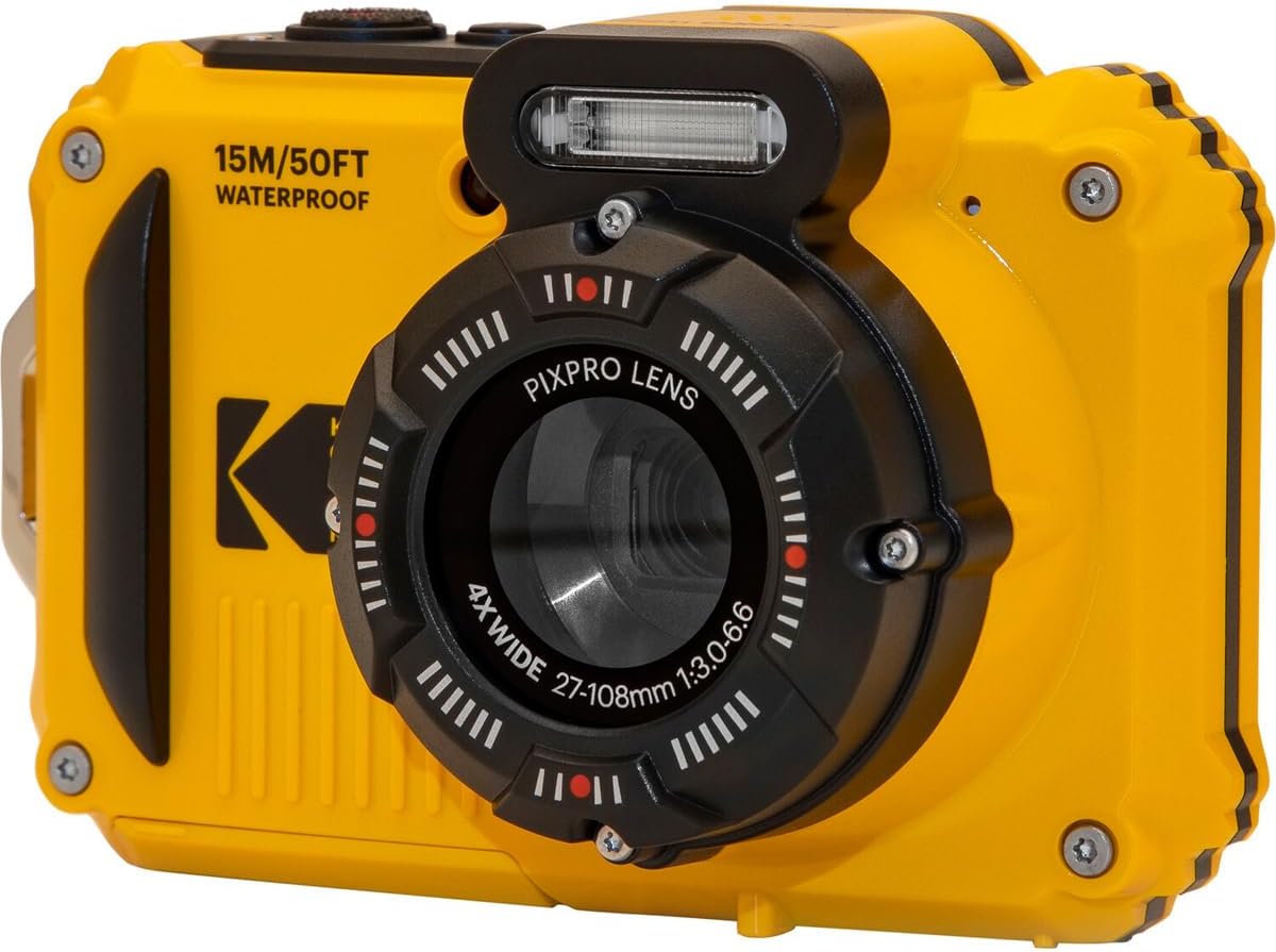 KODAK PIXPRO WPZ2 Rugged Waterproof Shockproof Dustproof WiFi Digital Camera 16MP 4X Optical Zoom 1080P Full HD Video Vlogging Camera 2.7" LCD (Yellow)-2