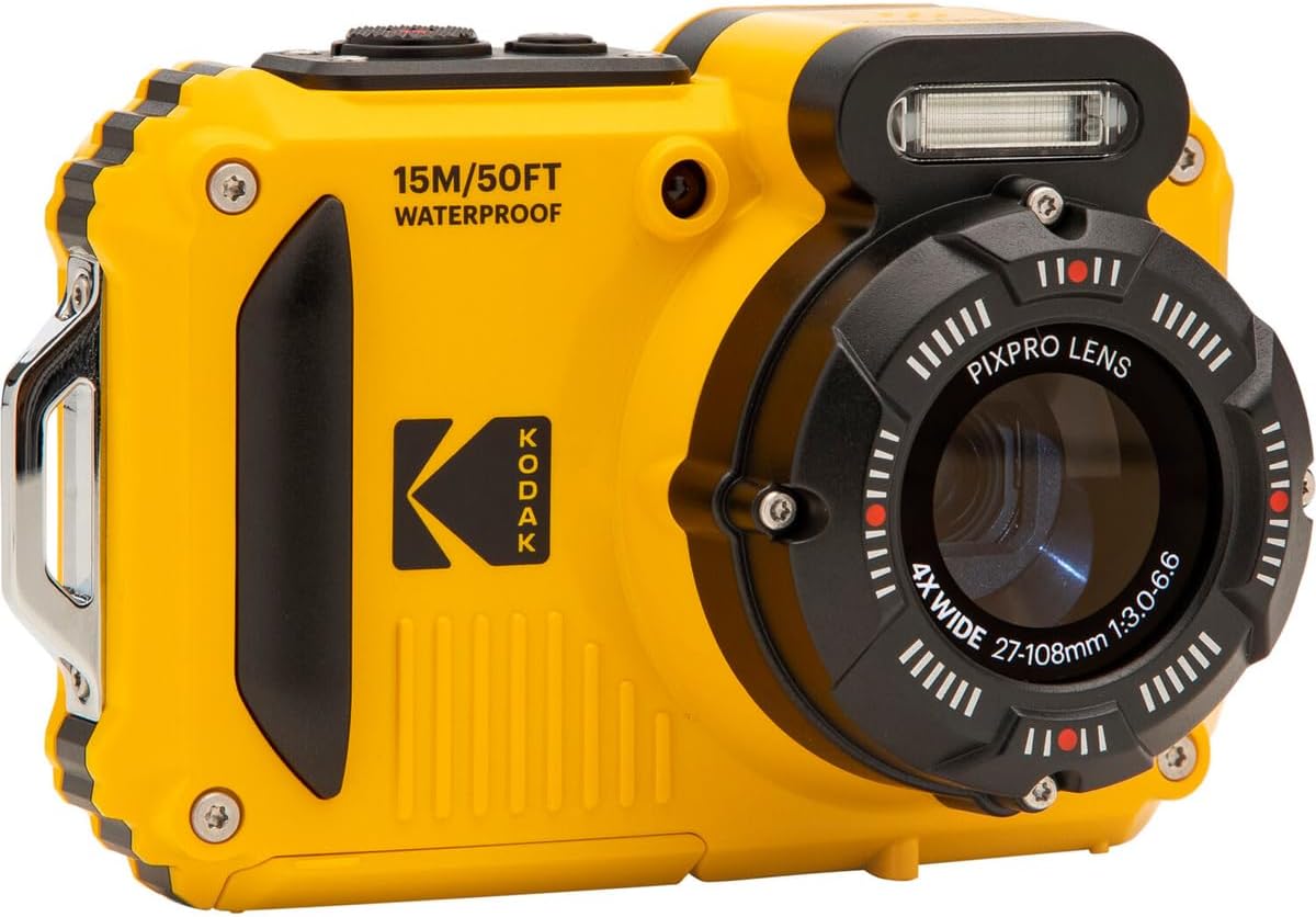 KODAK PIXPRO WPZ2 Rugged Waterproof Shockproof Dustproof WiFi Digital Camera 16MP 4X Optical Zoom 1080P Full HD Video Vlogging Camera 2.7" LCD (Yellow)-3