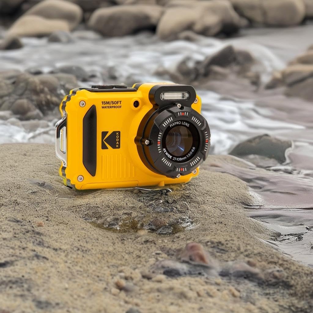 KODAK PIXPRO WPZ2 Rugged Waterproof Shockproof Dustproof WiFi Digital Camera 16MP 4X Optical Zoom 1080P Full HD Video Vlogging Camera 2.7" LCD (Yellow)-4