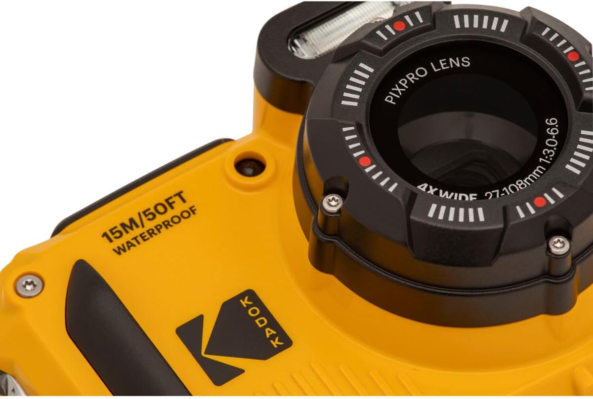 KODAK PIXPRO WPZ2 Rugged Waterproof Shockproof Dustproof WiFi Digital Camera 16MP 4X Optical Zoom 1080P Full HD Video Vlogging Camera 2.7" LCD (Yellow)-8