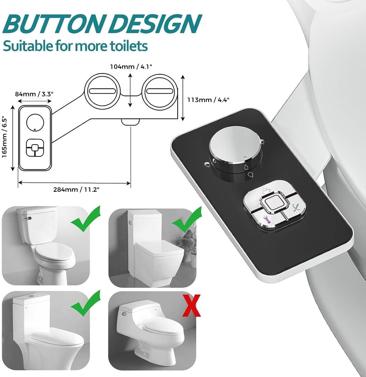 SAMODRA Bidet Attachment, Non-Electric Cold Water Bidet Toilet Seat Attachment with Pressure Controls, Retractable Self-Cleaning Dual Nozzles for Frontal & Rear Wash - Black-4