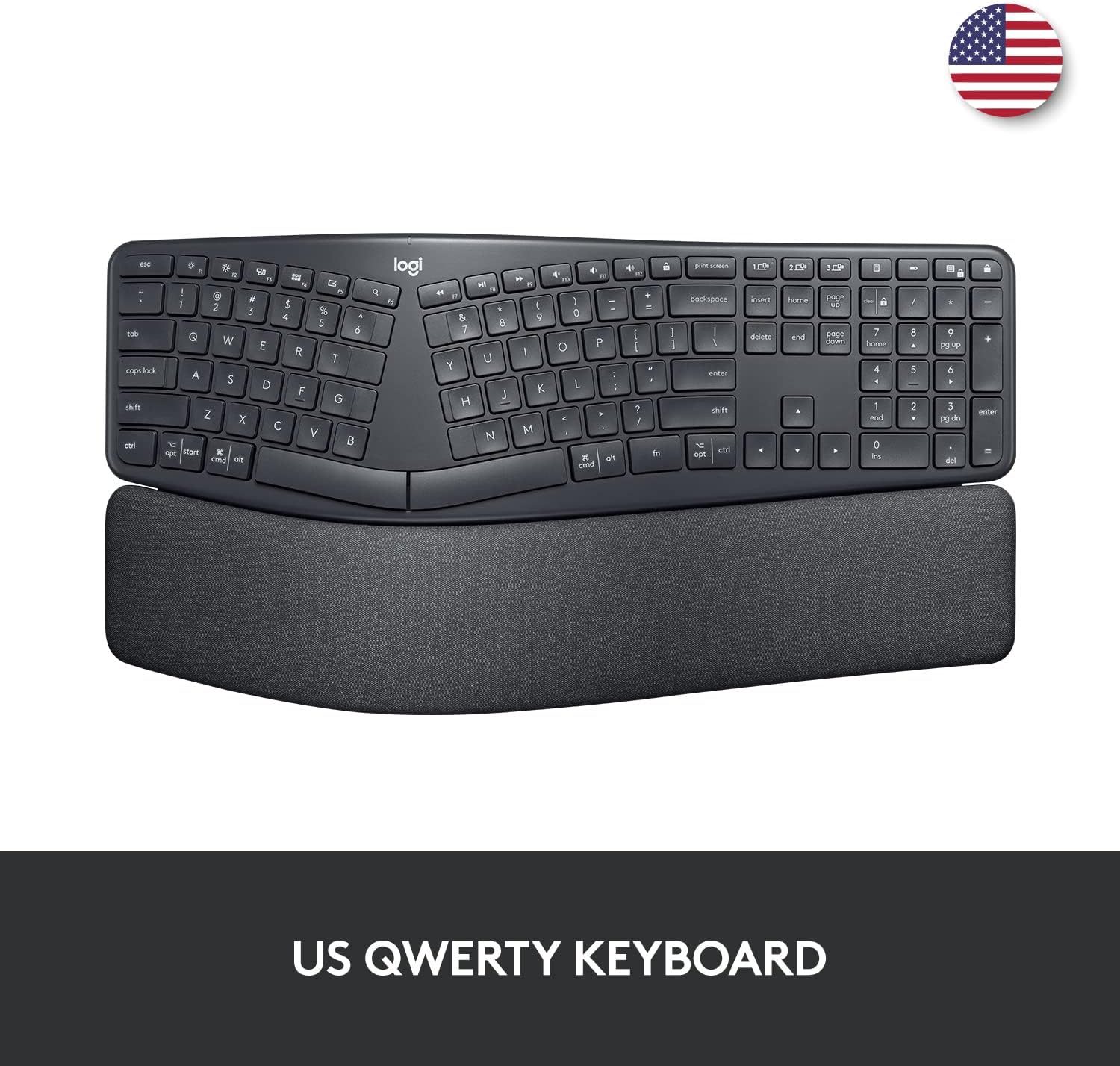 Logitech ERGO K860 Wireless Ergonomic Qwerty Keyboard - Split Keyboard, Wrist Rest, Natural Typing, Stain-Resistant Fabric, Bluetooth and USB Connectivity, Compatible with Windows/Mac,Black-1