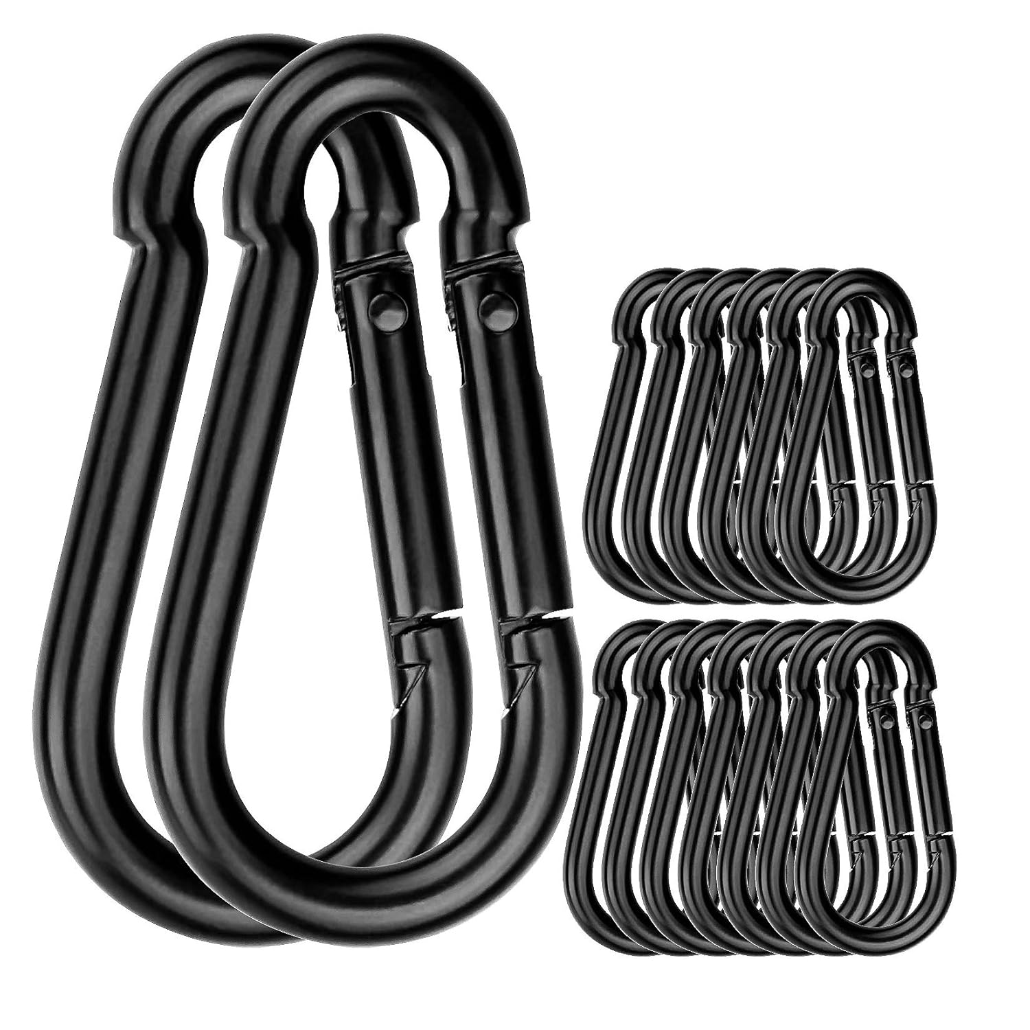 ASelected 15 Pack Spring Snap Hooks, Heavy Duty Carbon Steel Carabiner Clip, Capacity 500Lbs 5/16”x3”Quick Link Buckle Clip for Camping, Fishing, Hiking, M8 Key Chain Carabiner for Swing and Hammock-0