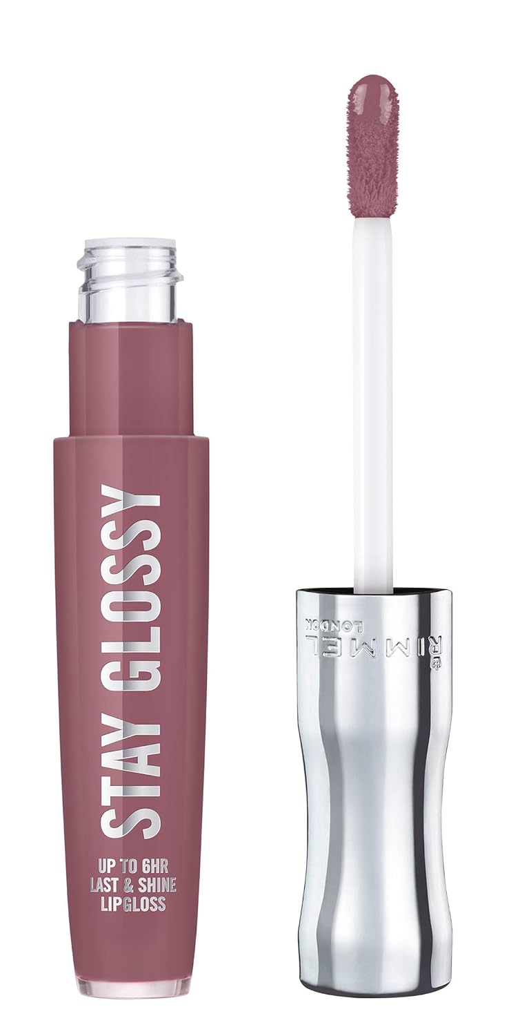 Rimmel Stay Glossy Lip Gloss - Non-Sticky and Lightweight Formula for Lip Color and Shine - 290 Date Night, .18oz-0