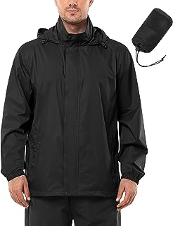 Outdoor Ventures Men's Rain Jacket Waterproof Lightweight Packable Rain Shell Raincoat with Hood for Golf Hiking Travel