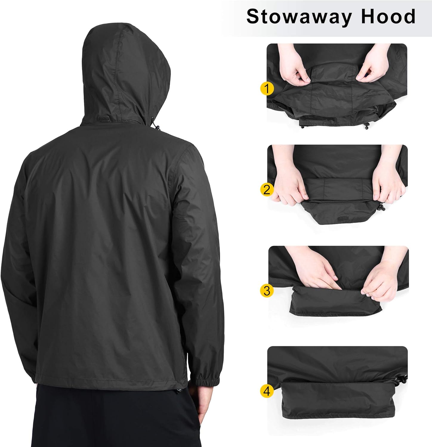 Outdoor Ventures Men's Rain Jacket Waterproof Lightweight Packable Rain Shell Raincoat with Hood for Golf Hiking Travel-4