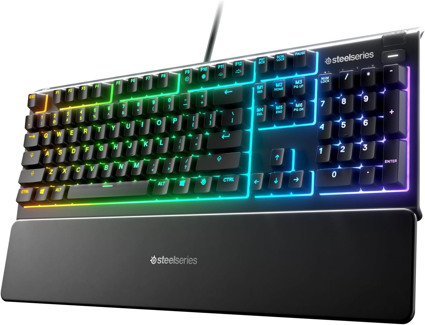 SteelSeries Apex 3 RGB Gaming Keyboard – 10-Zone RGB Illumination – IP32 Water Resistant – Premium Magnetic Wrist Rest (Whisper Quiet Gaming Switch)-0