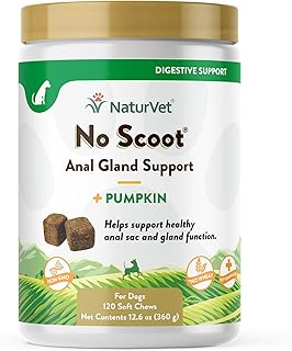 NaturVet - No Scoot for Dogs - 120 Soft Chews - Plus Pumpkin - Supports Healthy Anal Gland & Bowel Function - Enhanced with Beet Pulp & Psyllium Husk