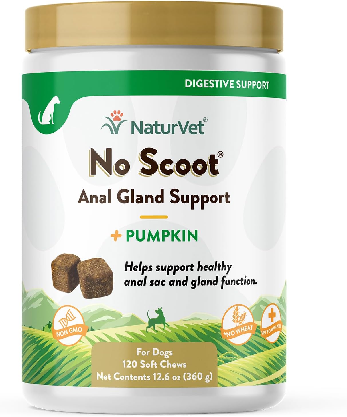 NaturVet - No Scoot for Dogs - 120 Soft Chews - Plus Pumpkin - Supports Healthy Anal Gland & Bowel Function - Enhanced with Beet Pulp & Psyllium Husk-0