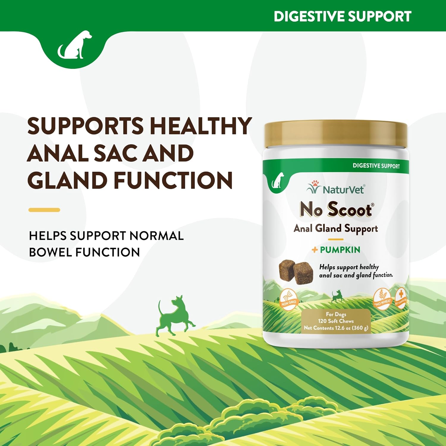 NaturVet - No Scoot for Dogs - 120 Soft Chews - Plus Pumpkin - Supports Healthy Anal Gland & Bowel Function - Enhanced with Beet Pulp & Psyllium Husk-2