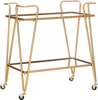 Linon Gina Mid-Century Bar Cart, Gold