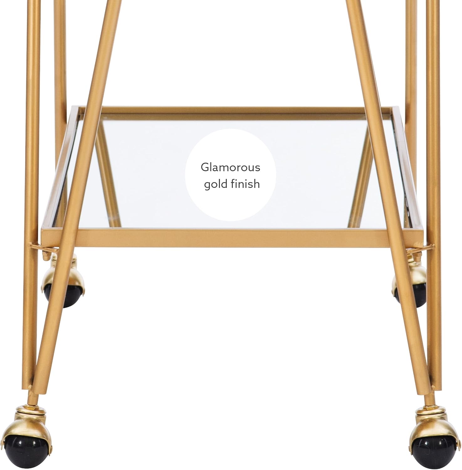 Linon Gina Mid-Century Bar Cart, Gold-10