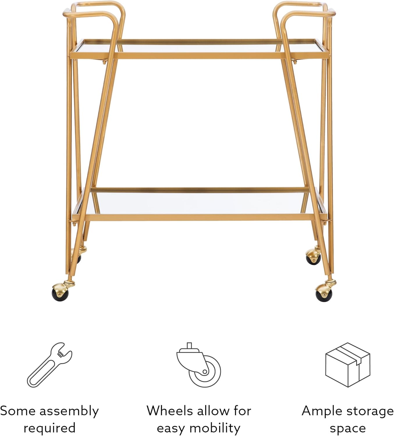 Linon Gina Mid-Century Bar Cart, Gold-11