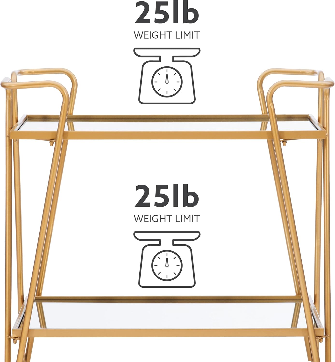 Linon Gina Mid-Century Bar Cart, Gold-2