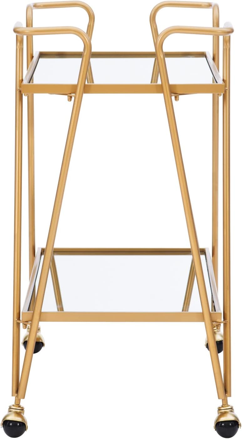 Linon Gina Mid-Century Bar Cart, Gold-6