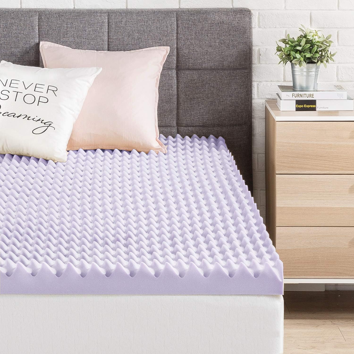 Best Price Mattress 3 Inch Egg Crate Memory Foam Mattress Topper with Soothing Lavender Infusion, CertiPUR-US Certified, Full-2