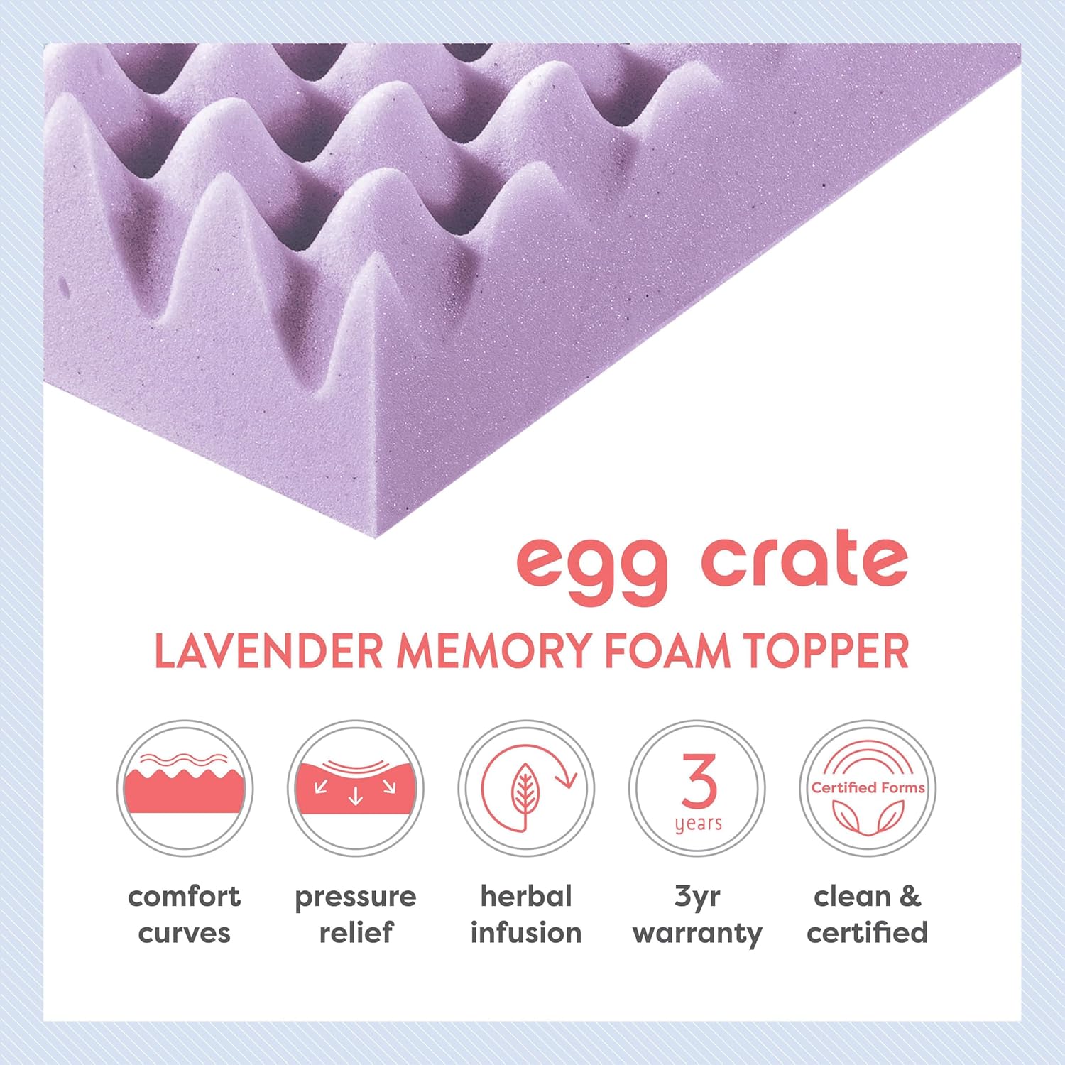 Best Price Mattress 3 Inch Egg Crate Memory Foam Mattress Topper with Soothing Lavender Infusion, CertiPUR-US Certified, Full-5