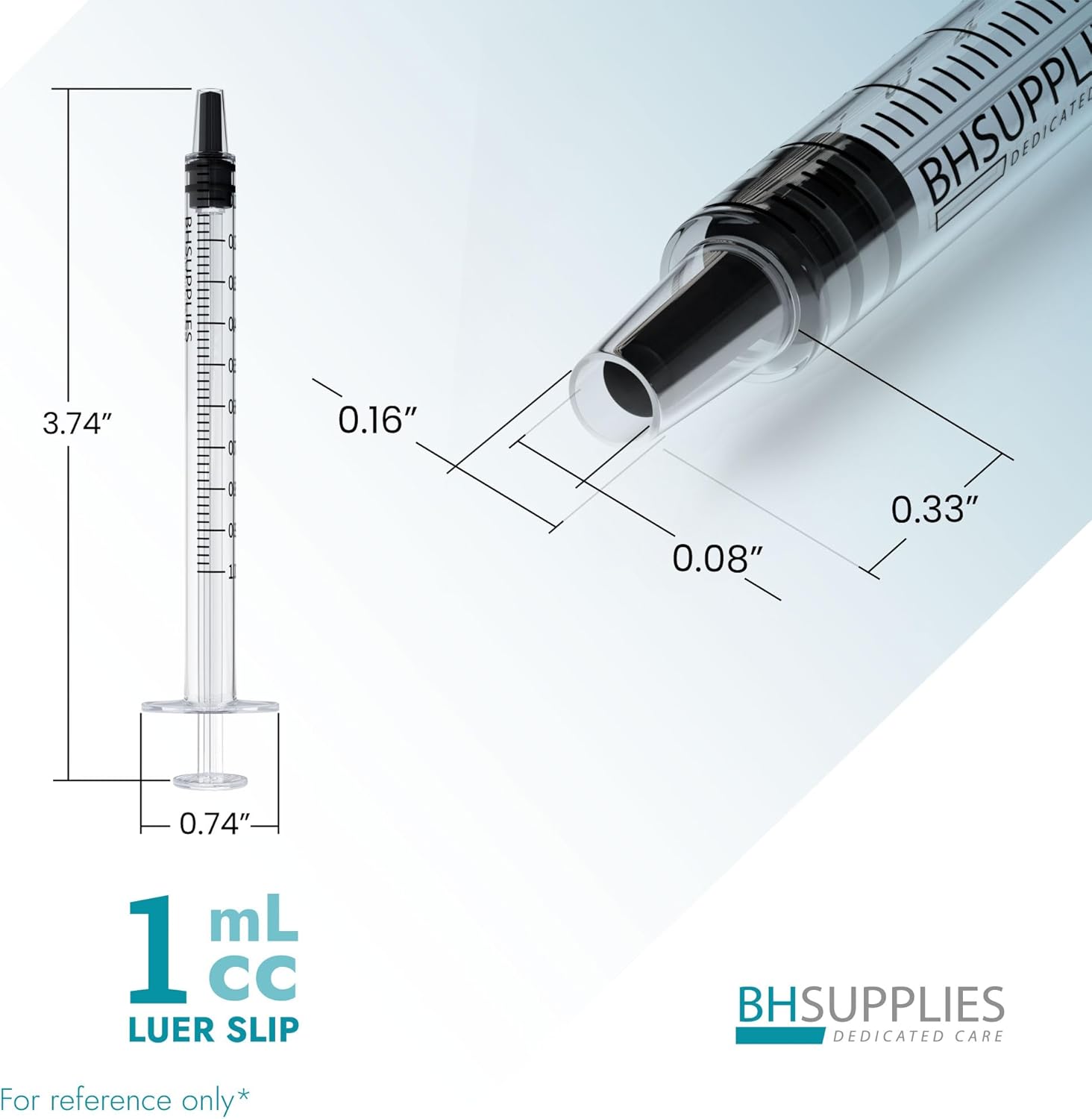 BH Supplies 1mL Luer Slip Tip Syringes (No Needle) - Sterile, Individually Wrapped - 100 Syringes-5