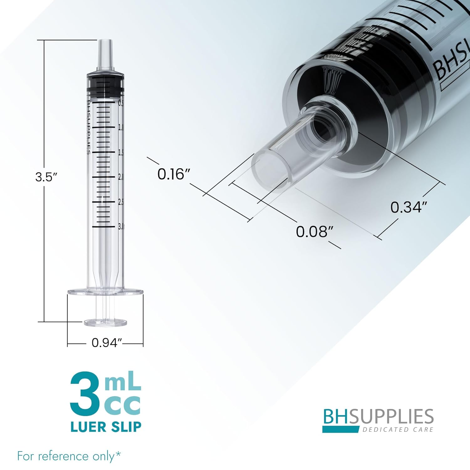 BH Supplies 3ml Luer Slip Tip Syringe - (No Needle) - Sterile, Individually Wrapped - 100 Syringes-4