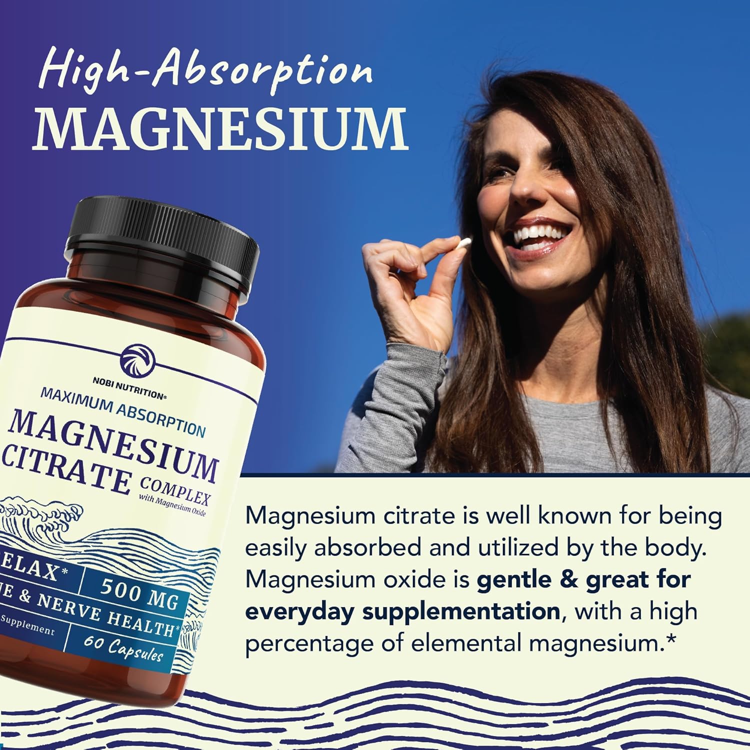 Magnesium Citrate Complex 500 MG for Calm, Relaxation, Constipation & Digestion Health Support | High Absorption Magnesium Supplement with Elemental Magnesium Oxide | Non-GMO, Soy-Free | 60ct-2