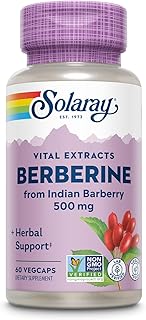 SOLARAY Berberine 500mg - Berberine Supplement for a Healthy, Active Lifestyle - with Berberine HCl from Indian Barberry - Vegan, Non-GMO, 60-Day Guarantee, Lab Verified - 60 Servings, 60 VegCaps