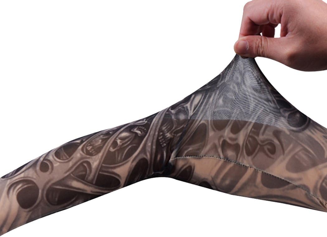 Toirxarn 8PCS Tattoo Sleeves Cool Temporary Sunscreen Arm Sleeves for Men Women Cycling Running Driving Sports-2