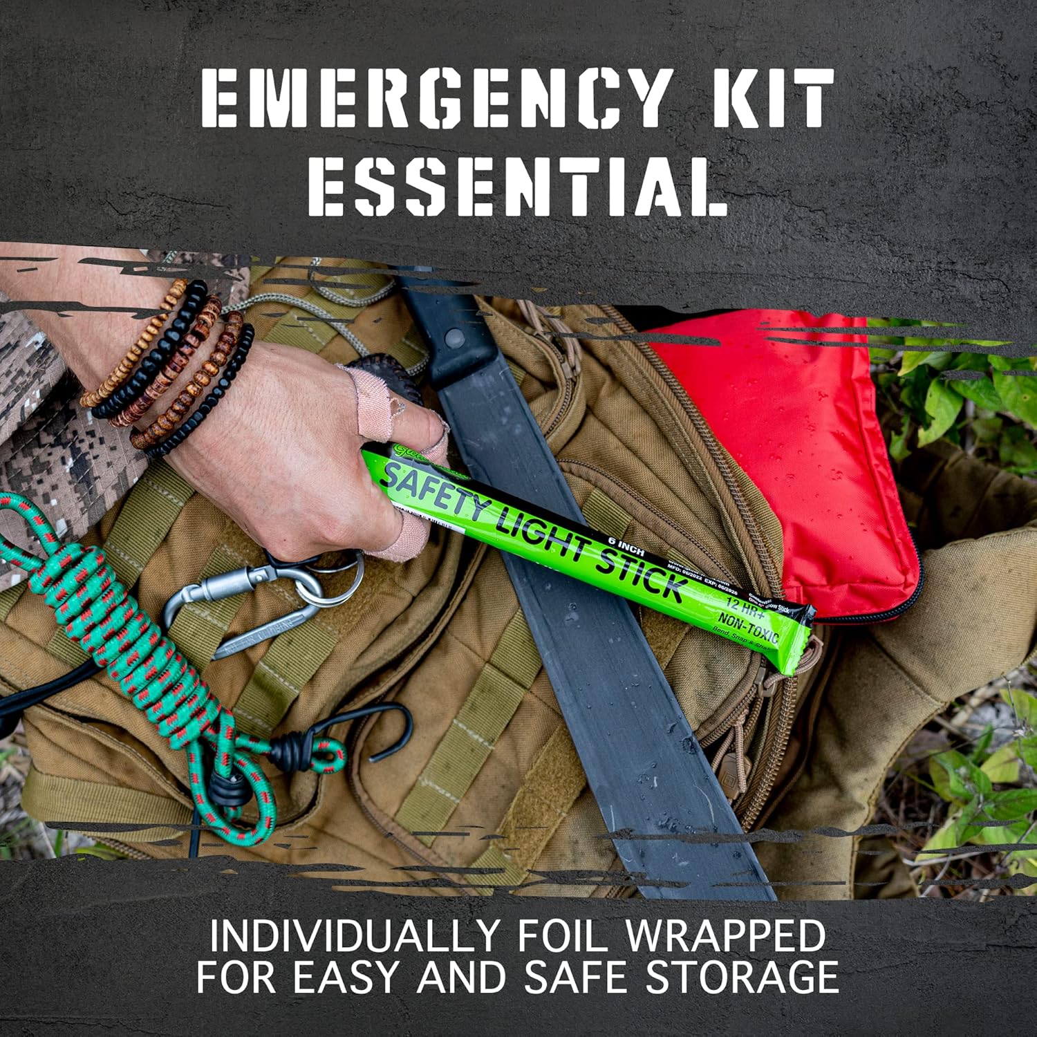 Emergency Glow Sticks with 12 Hours Duration, Individually Wrapped Industrial Grade Glowsticks for Survival Gear, Camping Lights, Power Outages and Military Use-4