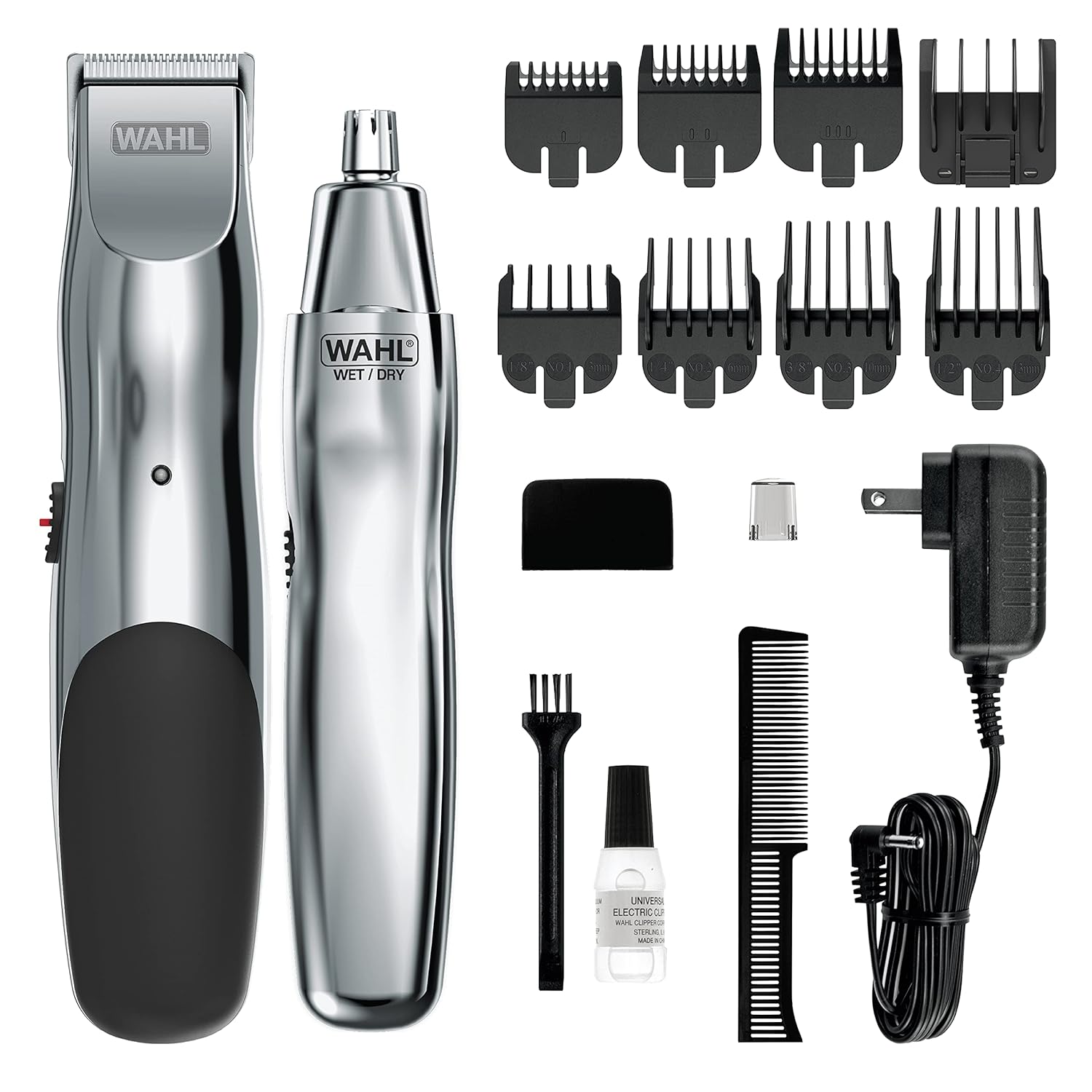 Wahl Groomsman Rechargeable Beard Trimmer kit for Mustaches, Nose Hair, and Light Detailing and Grooming with Bonus Wet/Dry Battery Nose Trimmer – Model 5622v-0