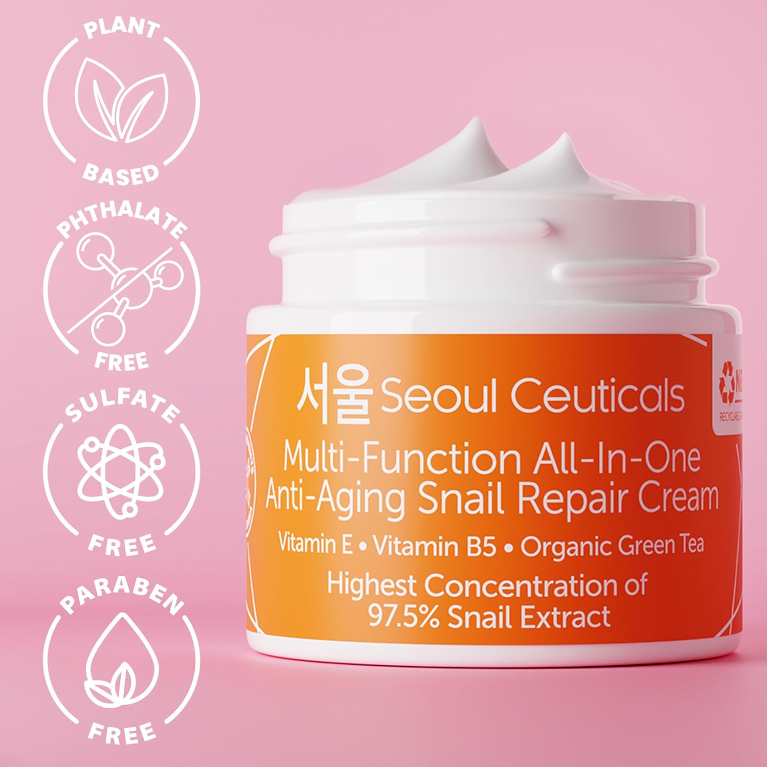 SeoulCeuticals Korean Skin Care 97.5% Snail Mucin Moisturizer Cream - K Beauty Skincare Day & Night Snail Repair Cream Filtrate Cruelty Free 2oz-7