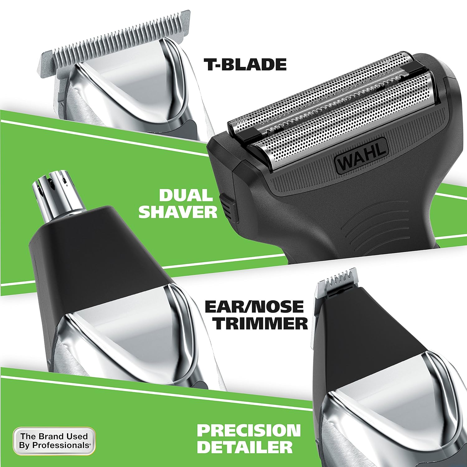 Wahl USA Stainless Steel Lithium Ion 2.0+ Beard Trimmer for Men - Electric Shaver & Nose Ear Trimmer - Rechargeable All in One Men's Grooming Kit - Model 9864SS-3