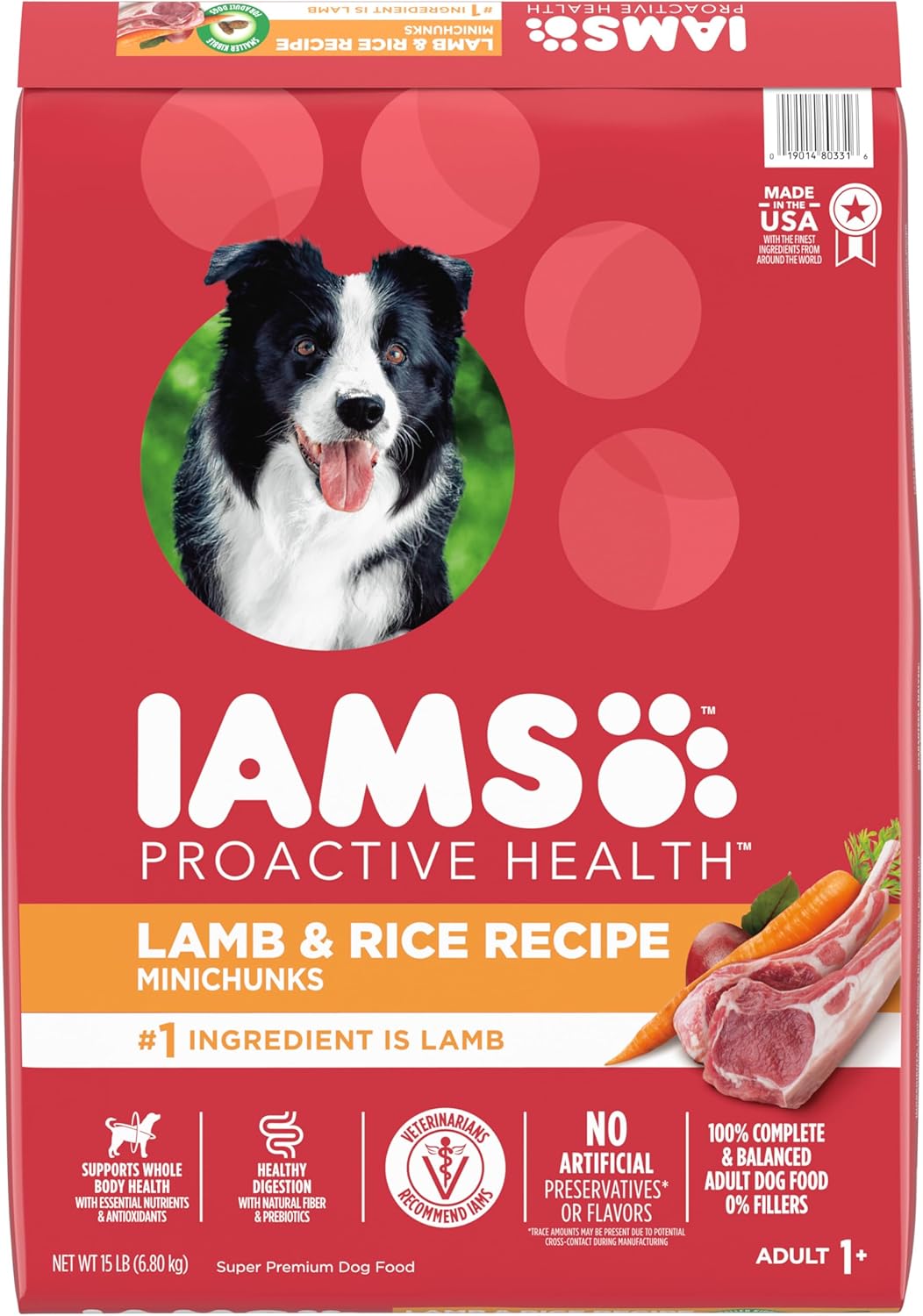 IAMS Proactive Health Minichunks Adult Dry Dog Food with Lamb & Rice, 15 lb. Bag-0