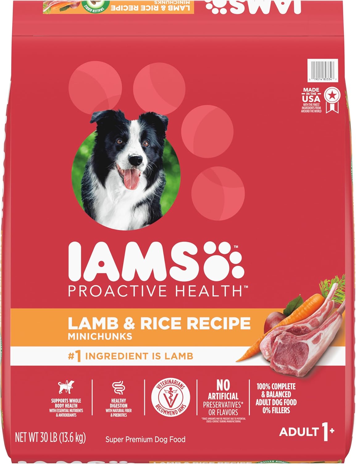 IAMS Proactive Health Minichunks Adult Dry Dog Food with Lamb & Rice, 30 lb. Bag-0