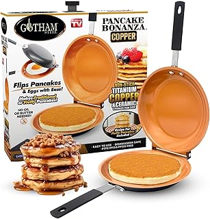 Gotham Steel Double Sided Pan, The Perfect Pancake Maker – Nonstick Copper Easy to Flip Pan, Frying Pan for Fluffy Pancakes, Omelets, Frittatas & More! Pancake Pan Dishwasher Safe Large