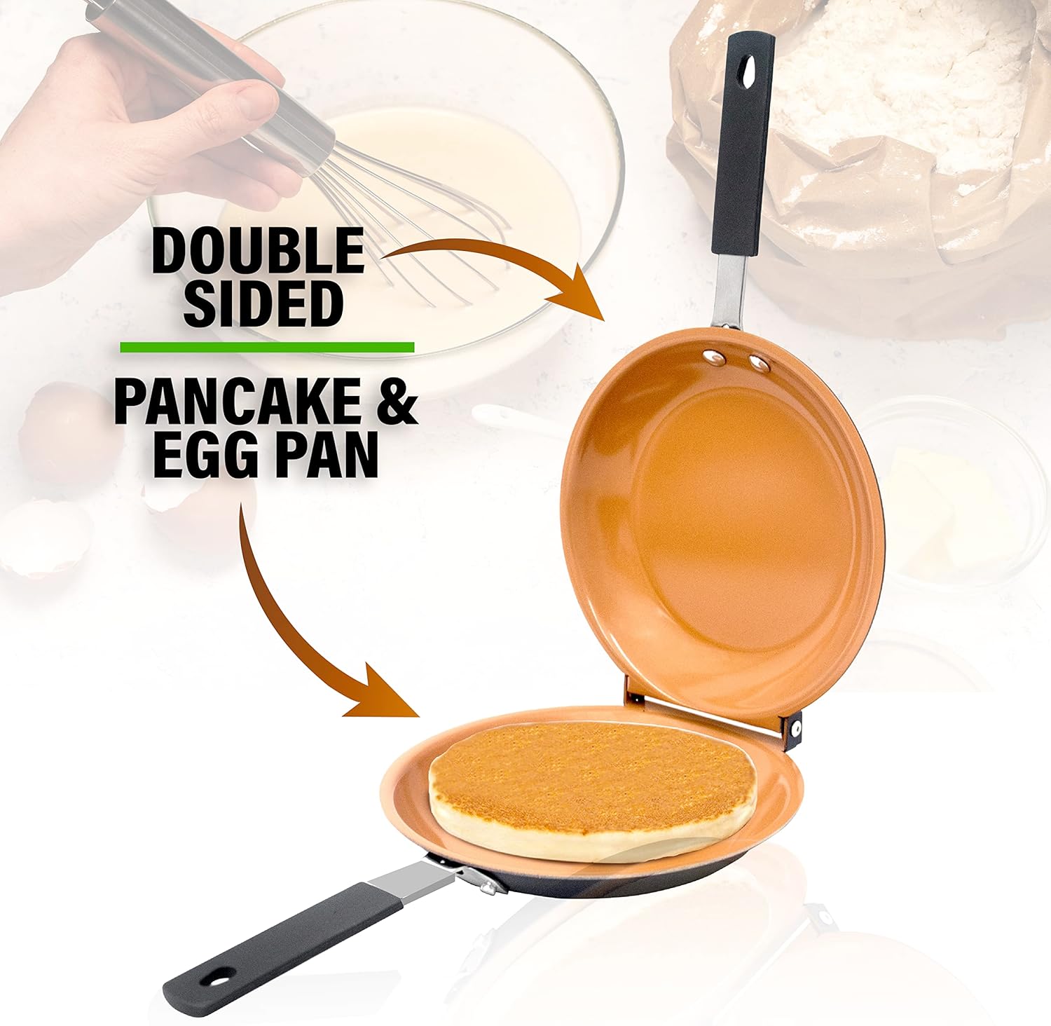 Gotham Steel Double Sided Pan, The Perfect Pancake Maker – Nonstick Copper Easy to Flip Pan, Frying Pan for Fluffy Pancakes, Omelets, Frittatas & More! Pancake Pan Dishwasher Safe Large-2