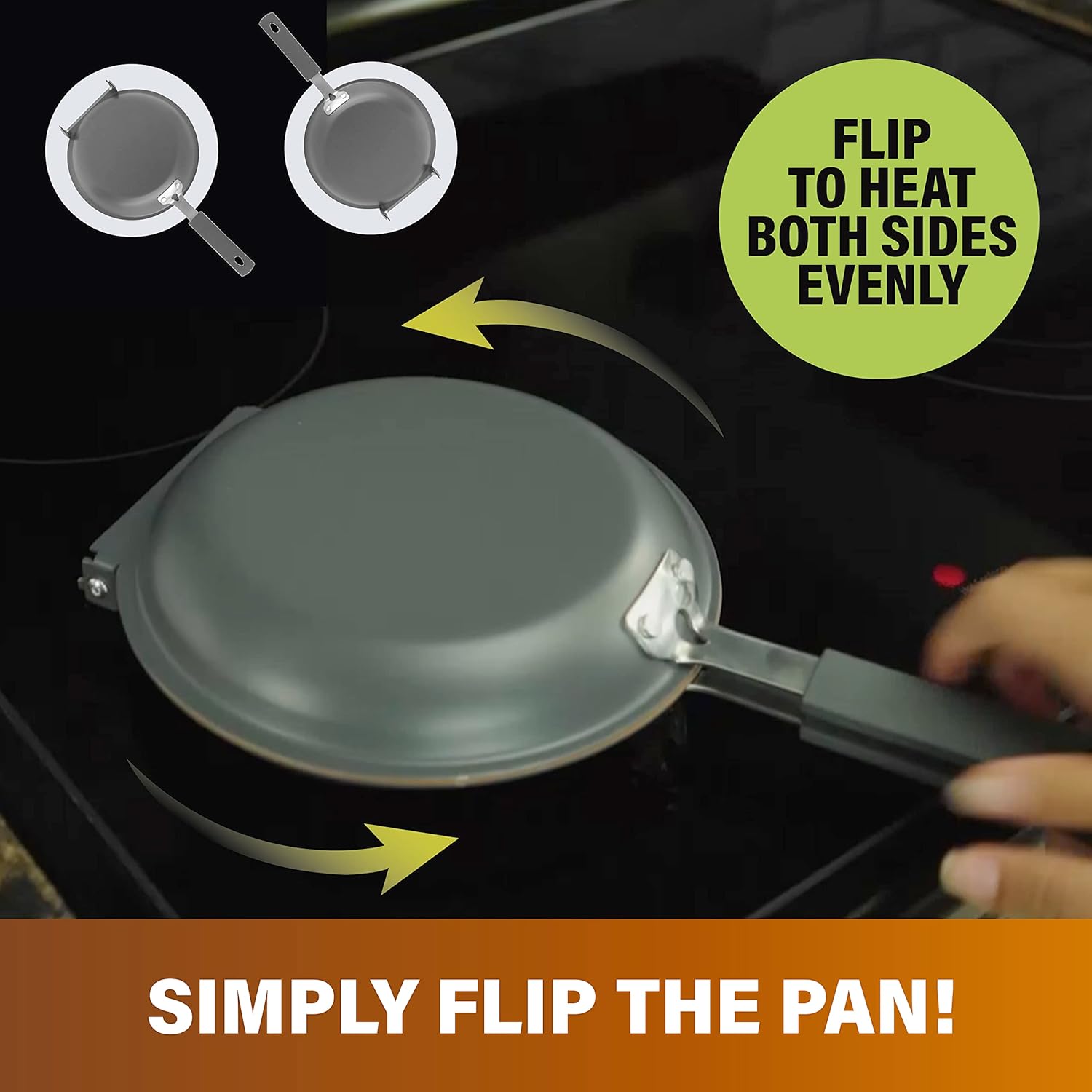 Gotham Steel Double Sided Pan, The Perfect Pancake Maker – Nonstick Copper Easy to Flip Pan, Frying Pan for Fluffy Pancakes, Omelets, Frittatas & More! Pancake Pan Dishwasher Safe Large-3