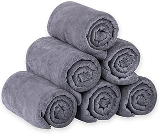 JML Microfiber Bath Towel Sets (6 Pack, 27" x 55") -Extra Absorbent, Fast Drying, Multipurpose for Swimming, Fitness, Sports, Yoga, Grey 6 Count